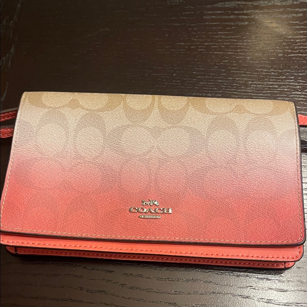 Coach Women's Pink and Tan Gradient Clutch